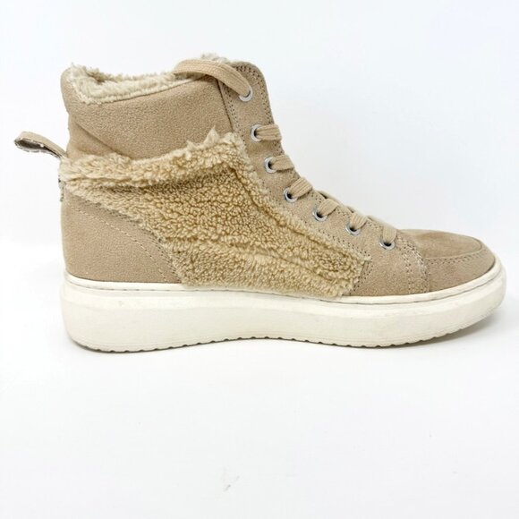 Marc Fisher Womens Tan Faux Suede Leather & Fur Lace Up Boot Size 8 - Picture 1 of 10